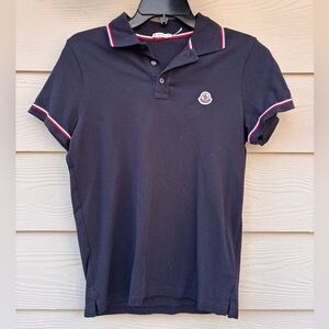 Moncler Dark Blue Polo with Red and White Trim